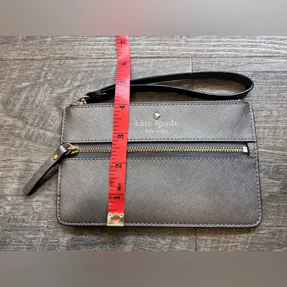 kate spade Mikas Pond Bee Zipper Wristlet - Metallic Silver Grey - Picture 4 of 17